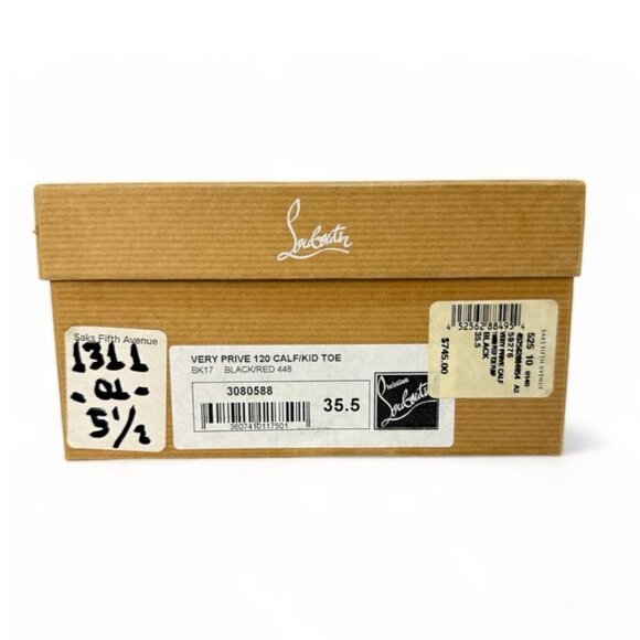 Christian Louboutin Very Prive 120 Leather Black Red EU 35.5 Peep Toe Pump - Picture 11 of 11